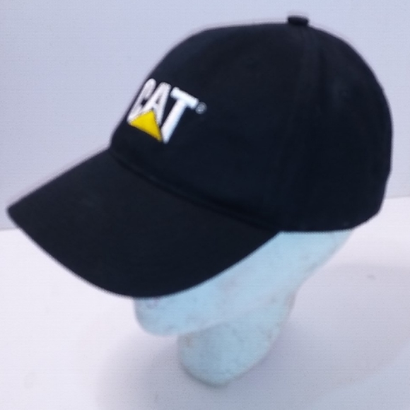CAT Caterpillar Black Strapback Hat Cap - Picture 2 of 8